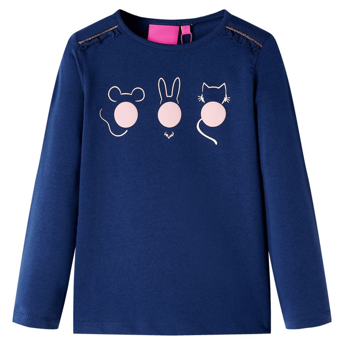 Tricou pentru copii cu mâneci lungi, bleumarin, 128 WALTI