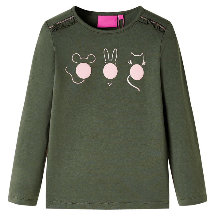 Tricou pentru copii cu mâneci lungi, kaki, 92 WALTI