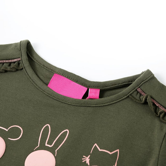 Tricou pentru copii cu mâneci lungi, kaki, 92 WALTI