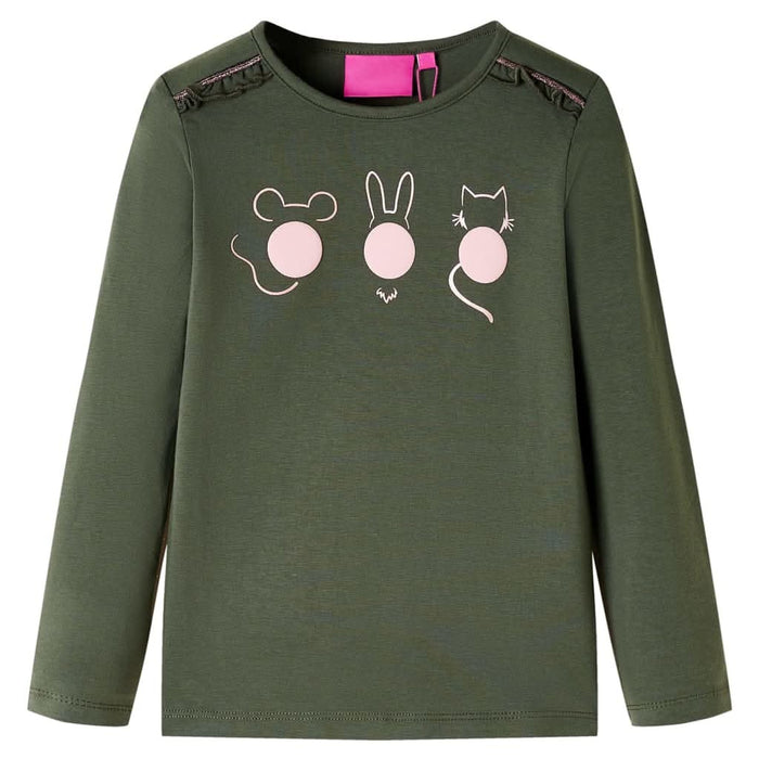 Tricou pentru copii cu mâneci lungi, kaki, 104 - WALTI WALTI