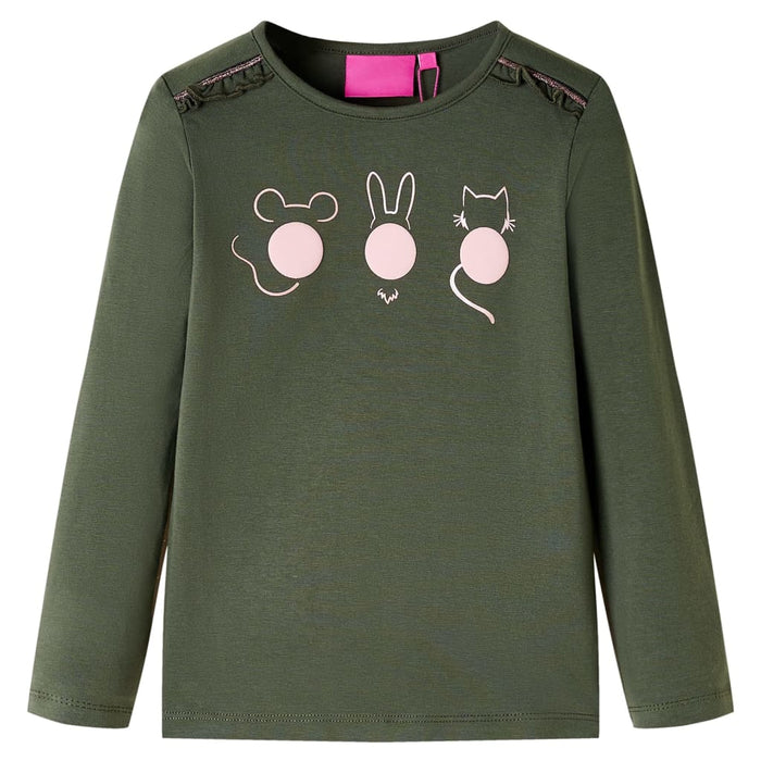 Tricou pentru copii cu mâneci lungi, kaki, 128 WALTI