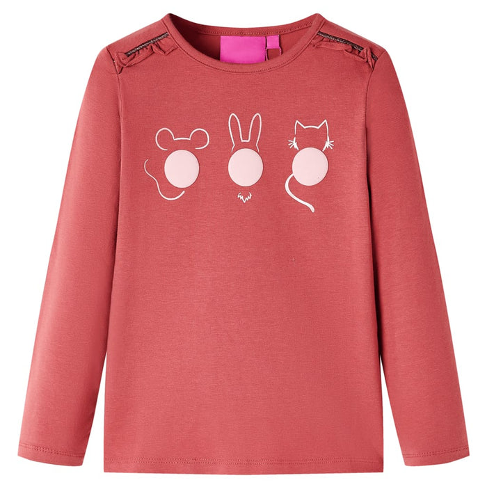 Tricou pentru copii cu mâneci lungi, roz ars, 128 - WALTI WALTI