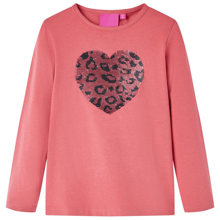 Tricou pentru copii cu mâneci lungi, roz antichizat, 128 WALTI