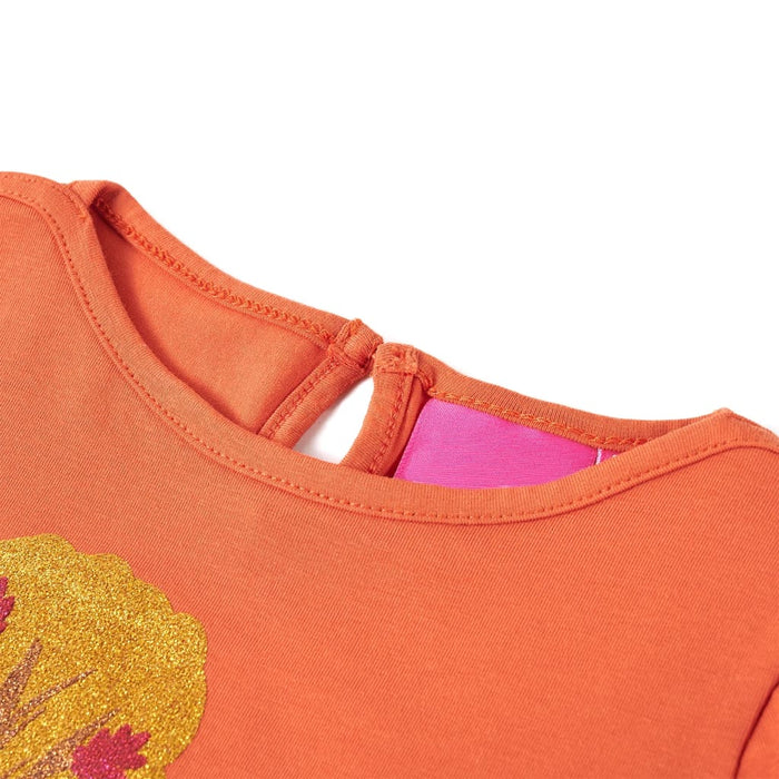 Tricou pentru copii cu mâneci lungi, portocaliu ars, 128 WALTI