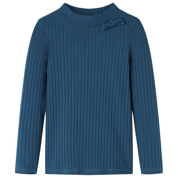 Tricou de copii cu mâneci lungi, tricot cu nervuri, bleumarin, 104 WALTI