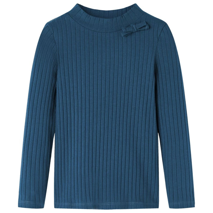 Tricou de copii cu mâneci lungi, tricot cu nervuri, bleumarin, 140 WALTI