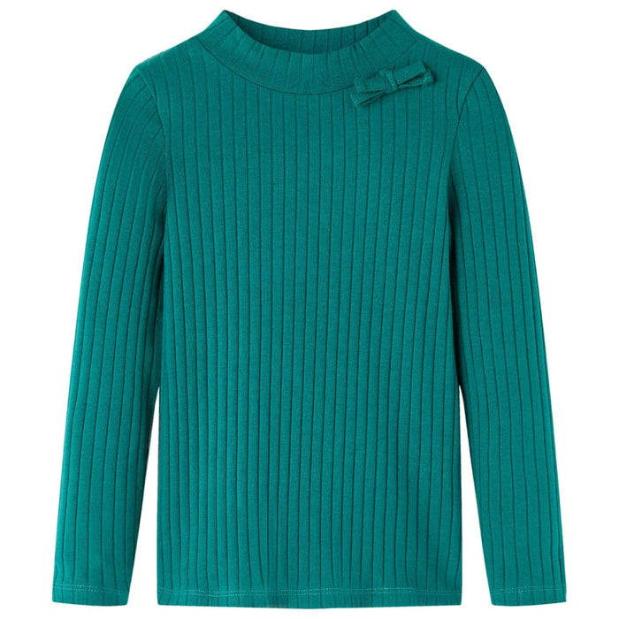 Tricou de copii cu mâneci lungi, tricot cu nervuri, verde închis, 92 WALTI