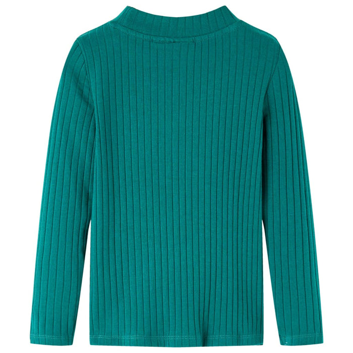 Tricou de copii cu mâneci lungi, tricot cu nervuri, verde închis, 92 WALTI