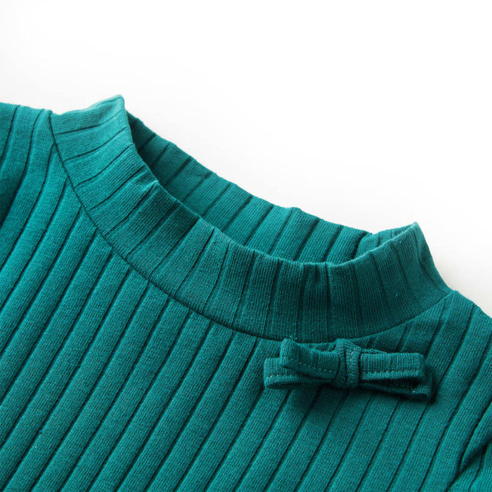 Tricou de copii cu mâneci lungi, tricot cu nervuri, verde închis, 92 WALTI