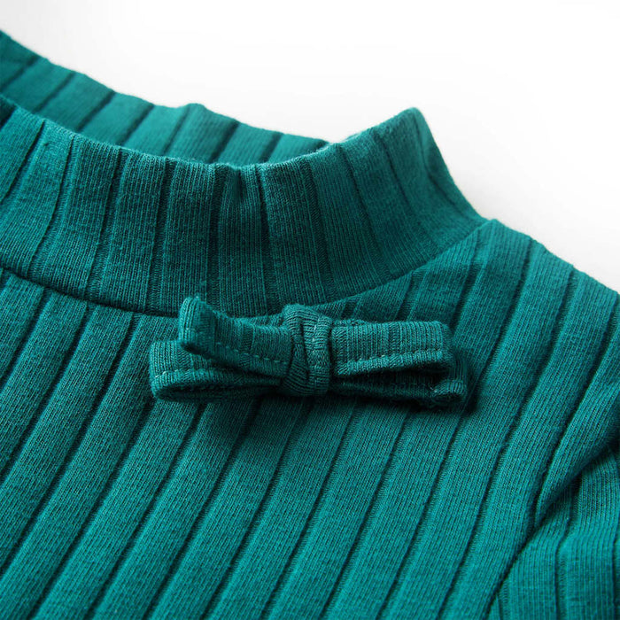 Tricou de copii cu mâneci lungi, tricot cu nervuri, verde închis, 92 WALTI