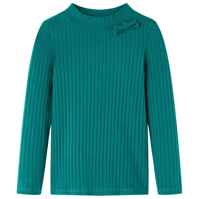 Tricou de copii cu mâneci lungi, tricot cu nervuri, verde închis, 104 - WALTI WALTI