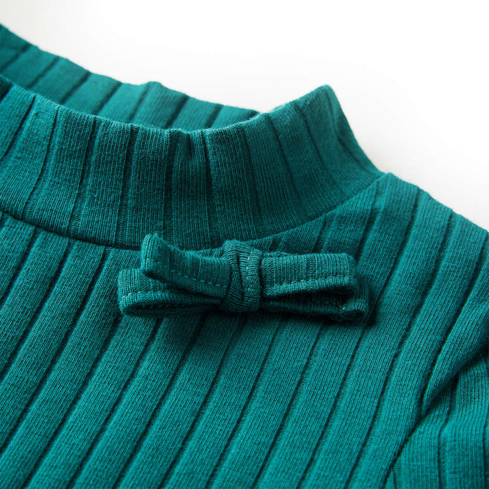 Tricou de copii cu mâneci lungi, tricot cu nervuri, verde închis, 104 - WALTI WALTI