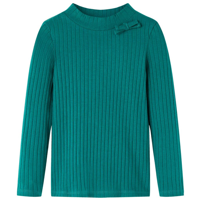 Tricou de copii cu mâneci lungi, tricot cu nervuri, verde închis, 116 - WALTI WALTI