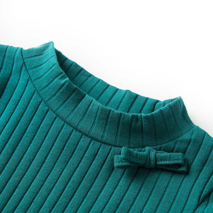 Tricou de copii cu mâneci lungi, tricot cu nervuri, verde închis, 116 - WALTI WALTI