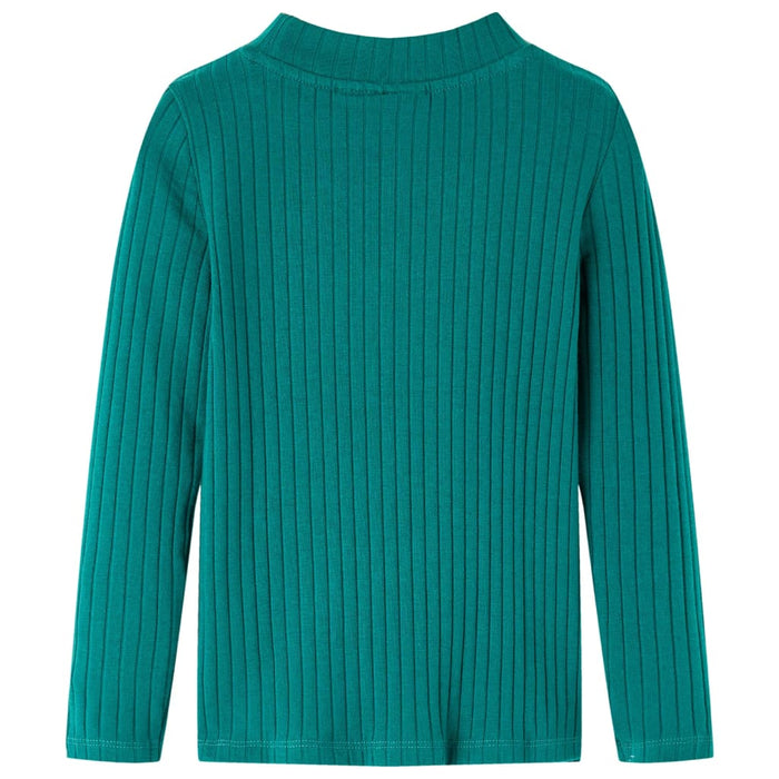Tricou de copii cu mâneci lungi, tricot cu nervuri, verde închis, 128 - WALTI WALTI