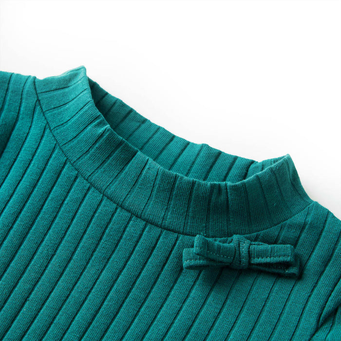 Tricou de copii cu mâneci lungi, tricot cu nervuri, verde închis, 128 - WALTI WALTI