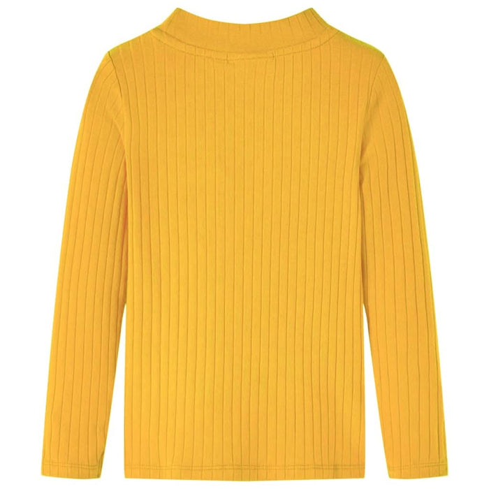 Tricou de copii cu mâneci lungi, tricot cu nervuri, ocru închis, 92 WALTI