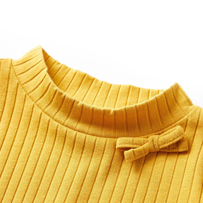 Tricou de copii cu mâneci lungi, tricot cu nervuri, ocru închis, 92 WALTI