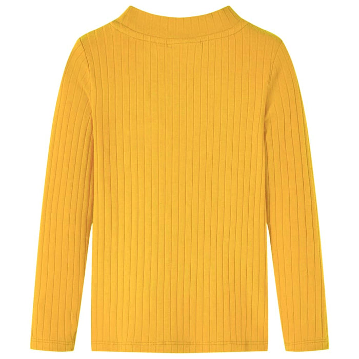 Tricou de copii cu mâneci lungi, tricot cu nervuri, ocru închis, 104 WALTI