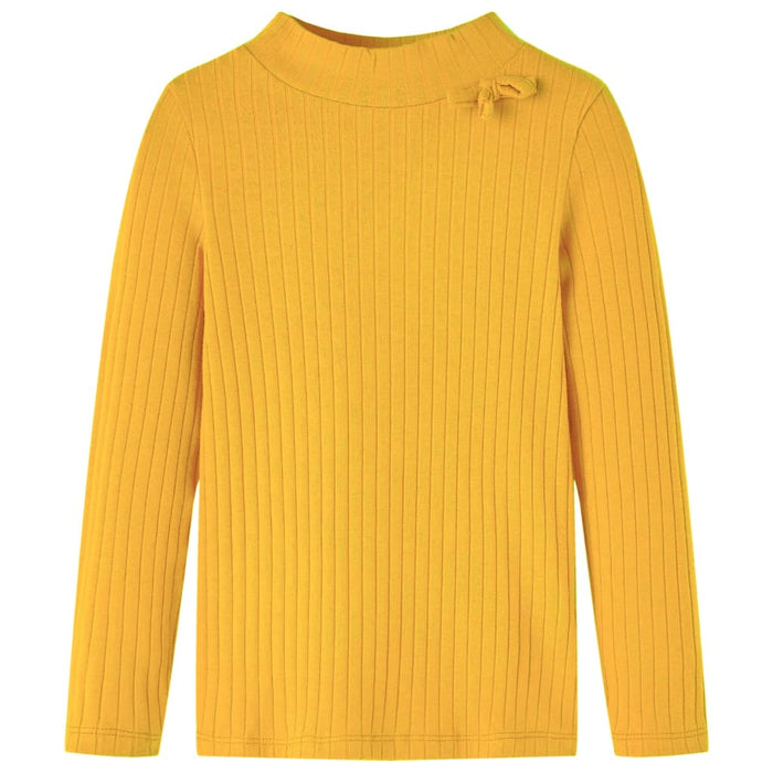 Tricou de copii cu mâneci lungi, tricot cu nervuri, ocru închis, 116 - WALTI WALTI