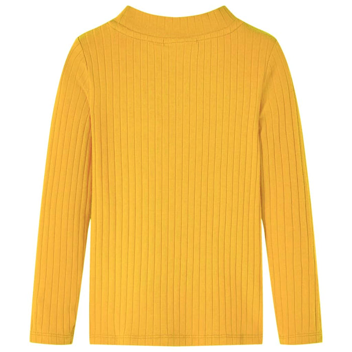 Tricou de copii cu mâneci lungi, tricot cu nervuri, ocru închis, 116 - WALTI WALTI