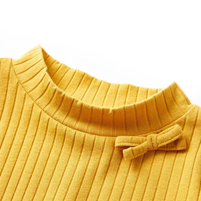 Tricou de copii cu mâneci lungi, tricot cu nervuri, ocru închis, 116 - WALTI WALTI