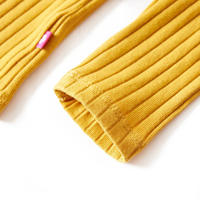 Tricou de copii cu mâneci lungi, tricot cu nervuri, ocru închis, 128 - WALTI WALTI