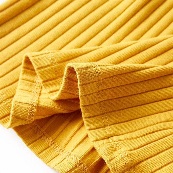 Tricou de copii cu mâneci lungi, tricot cu nervuri, ocru închis, 128 - WALTI WALTI