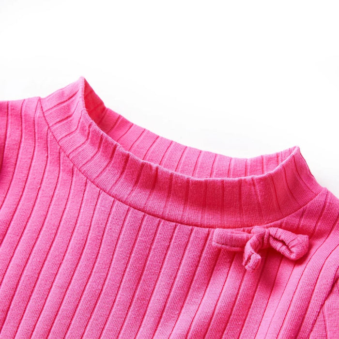 Tricou de copii cu mâneci lungi, tricot cu nervuri, roz aprins, 116 - WALTI WALTI