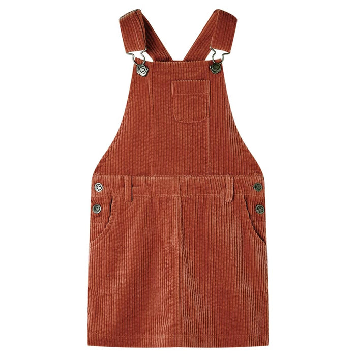 Rochie salopetă pentru copii, velur, coniac, 140 WALTI
