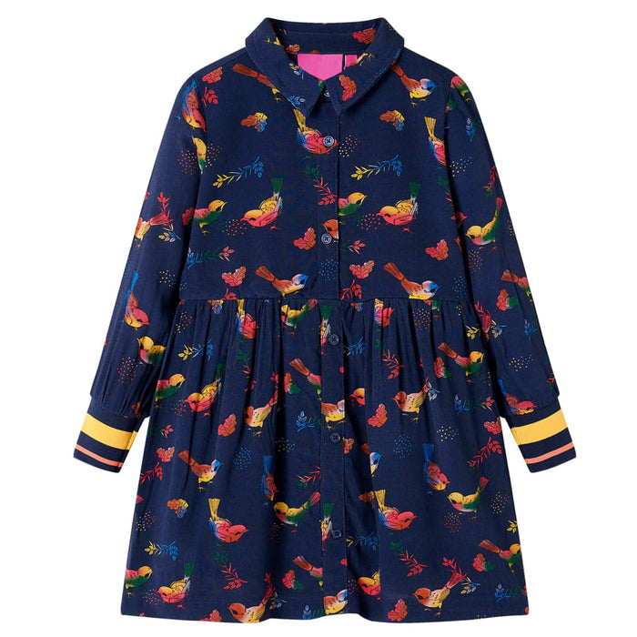 Rochie pentru copii cu mâneci lungi, bleumarin, 128 - WALTI WALTI