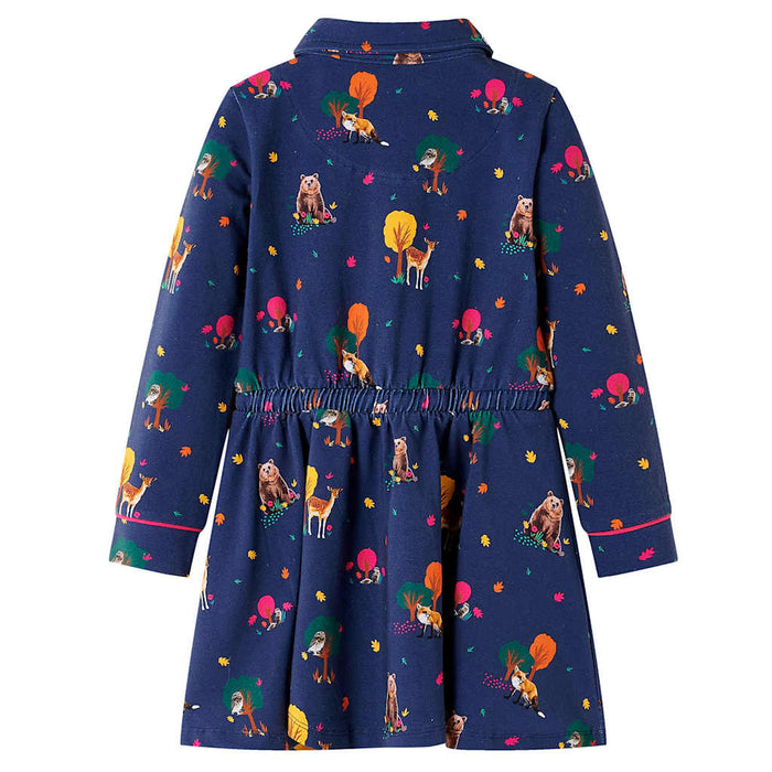 Rochie de copii cu mâneci lungi și șnur bleumarin 92 - WALTI WALTI