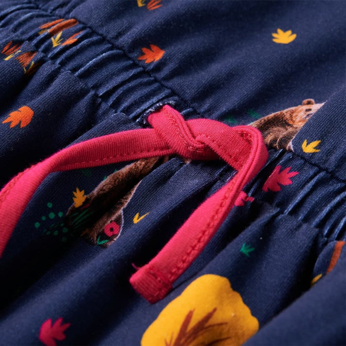 Rochie de copii cu mâneci lungi și șnur bleumarin 92 - WALTI WALTI