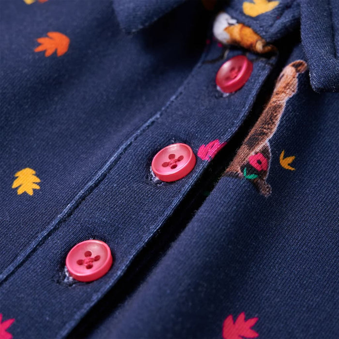 Rochie de copii cu mâneci lungi și șnur bleumarin 104 - WALTI WALTI