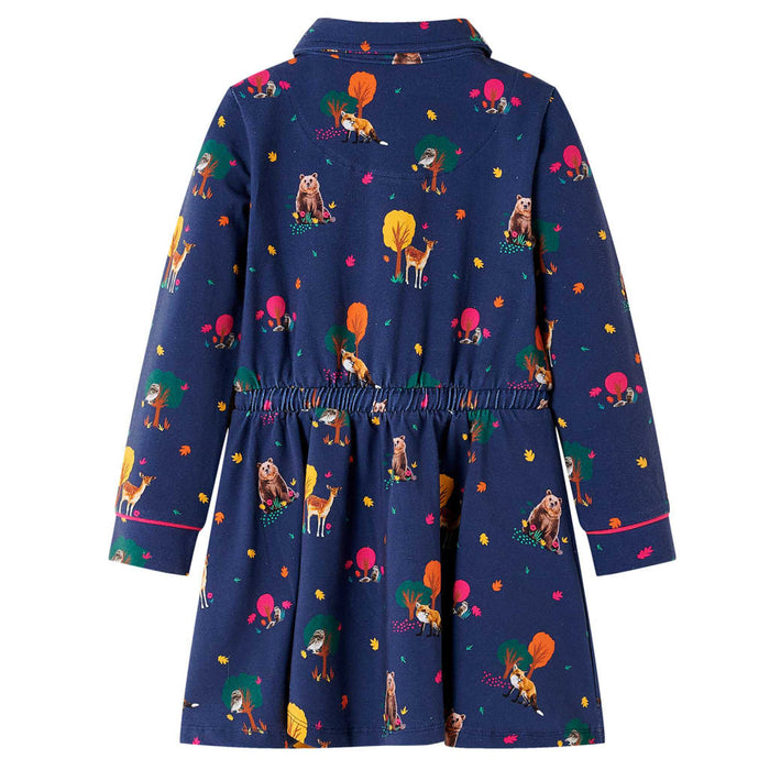 Rochie de copii cu mâneci lungi și șnur bleumarin 116 WALTI