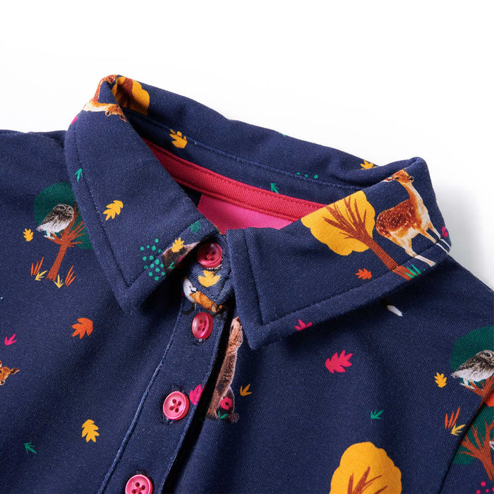 Rochie de copii cu mâneci lungi și șnur bleumarin 116 WALTI