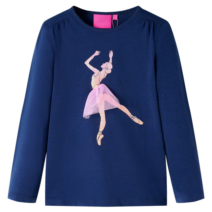 Tricou de copii cu mâneci lungi, bleumarin, 104 WALTI