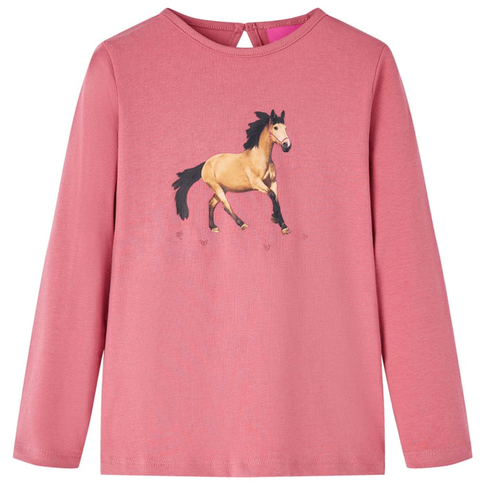 Tricou pentru copii cu mâneci lungi, roz antichizat, 116 WALTI