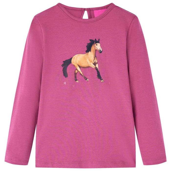 Tricou pentru copii cu mâneci lungi, zmeuriu, 128 WALTI