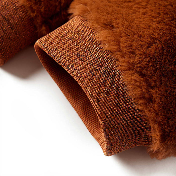 Jachetă cu glugă pentru copii, blană artificială, coniac, 104 - WALTI WALTI