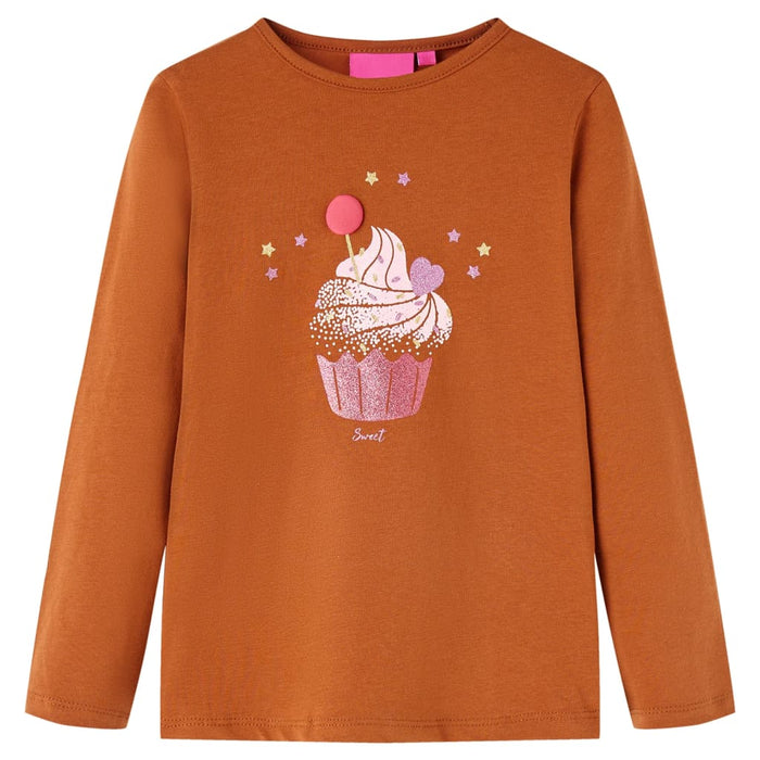 Tricou pentru copii cu mâneci lungi, coniac, 116 - WALTI WALTI