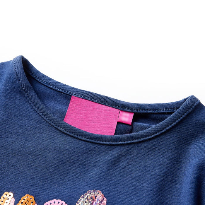Tricou de copii cu mâneci lungi, bleumarin 104 WALTI