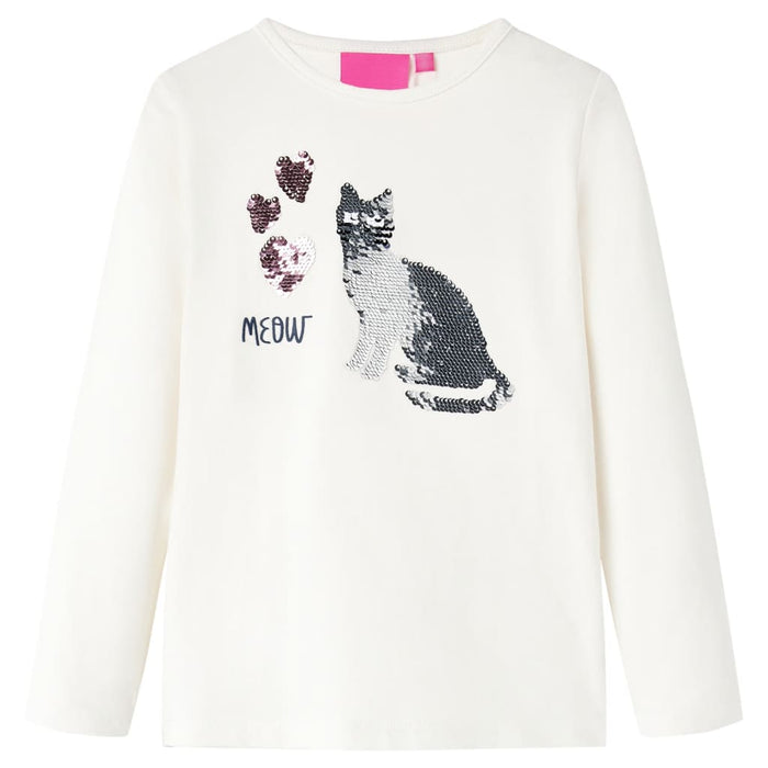 Tricou de copii cu mâneci lungi, ecru, 128 WALTI
