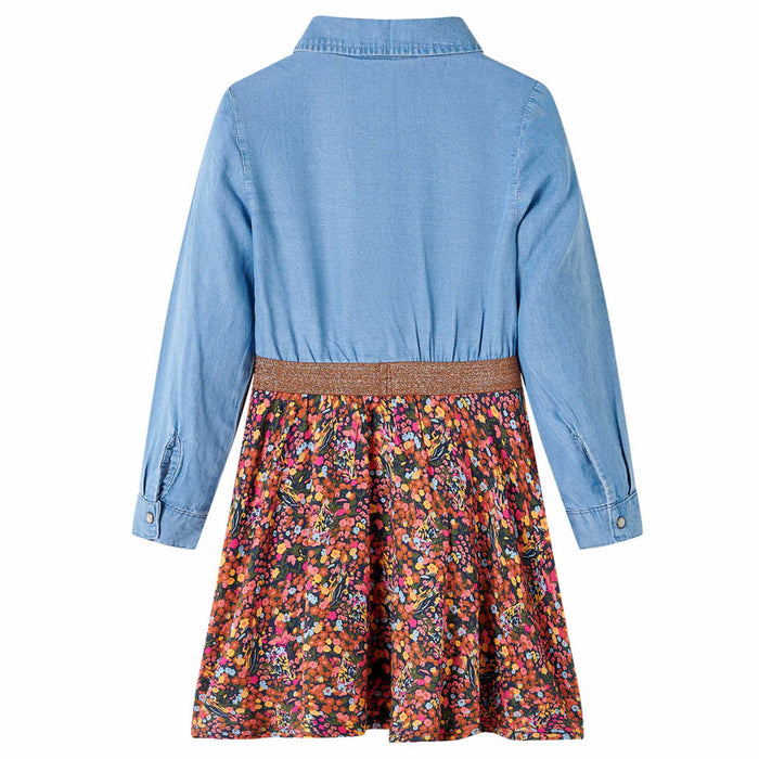 Rochie pentru copii cu mâneci lungi, bleumarin și albastru denim, 128 WALTI