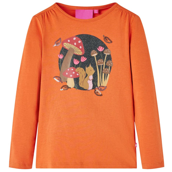 Tricou pentru copii cu mâneci lungi, portocaliu ars, 104 WALTI