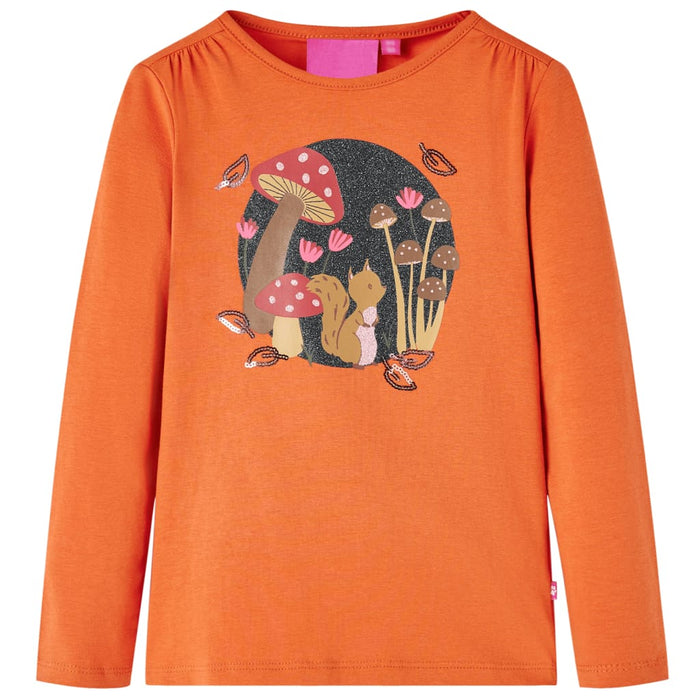 Tricou pentru copii cu mâneci lungi, portocaliu ars, 140 WALTI