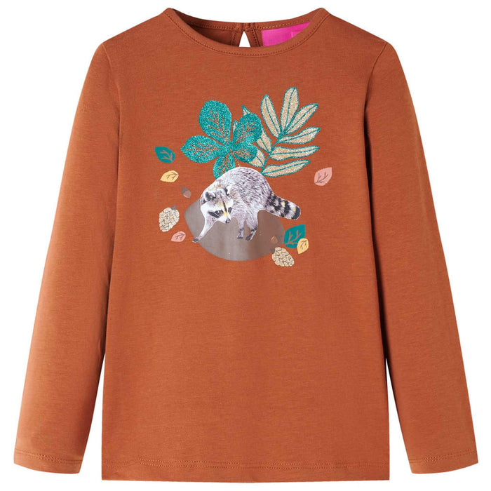 Tricou pentru copii cu mâneci lungi, coniac, 128 WALTI