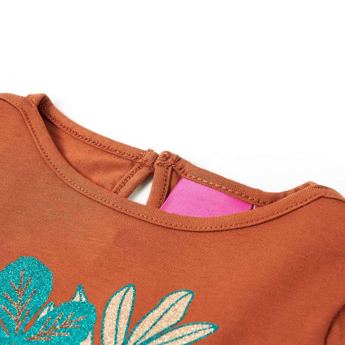 Tricou pentru copii cu mâneci lungi, coniac, 128 WALTI