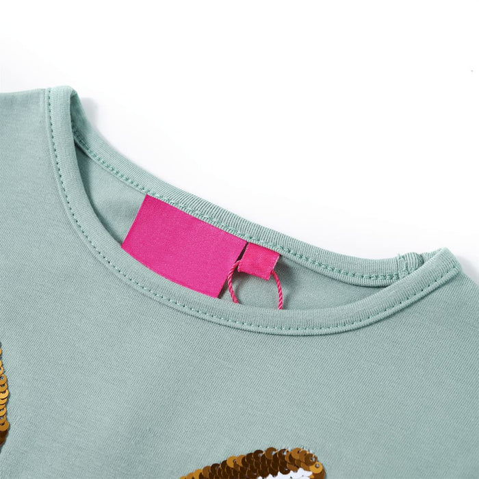 Tricou copii cu mâneci lungi verde mentă mediu 92 WALTI