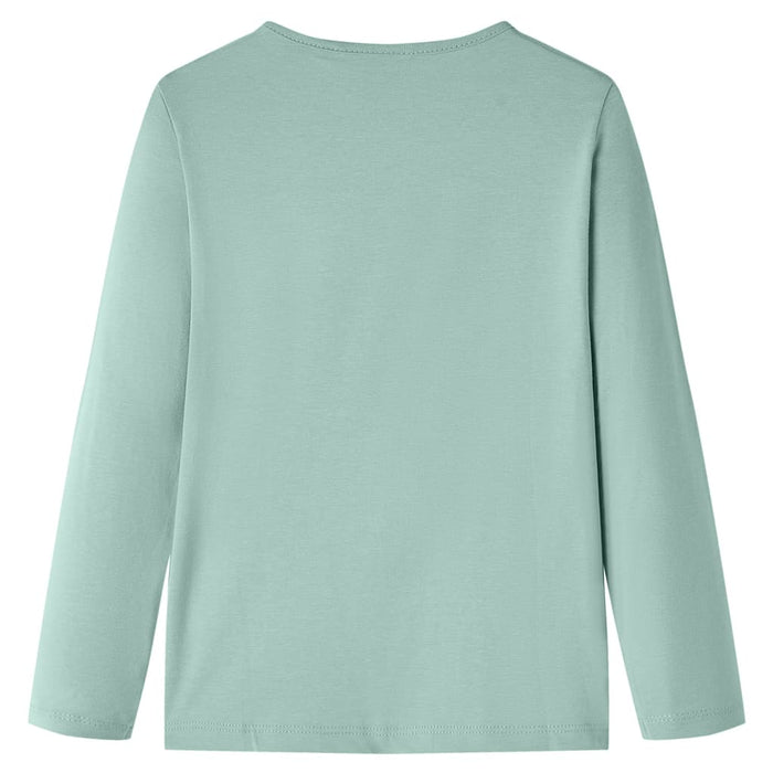 Tricou copii cu mâneci lungi verde mentă mediu 104 WALTI